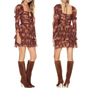 House of Harlow 1960 x REVOLVE Long Sleeve Ikat Dress Small Festival Boho Hippie